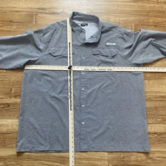 Habit Mens 2XL Heathered Gray Fishing UPF 40+ Vented Outdoor Camping Hike Shirt - Picture 6 of 16